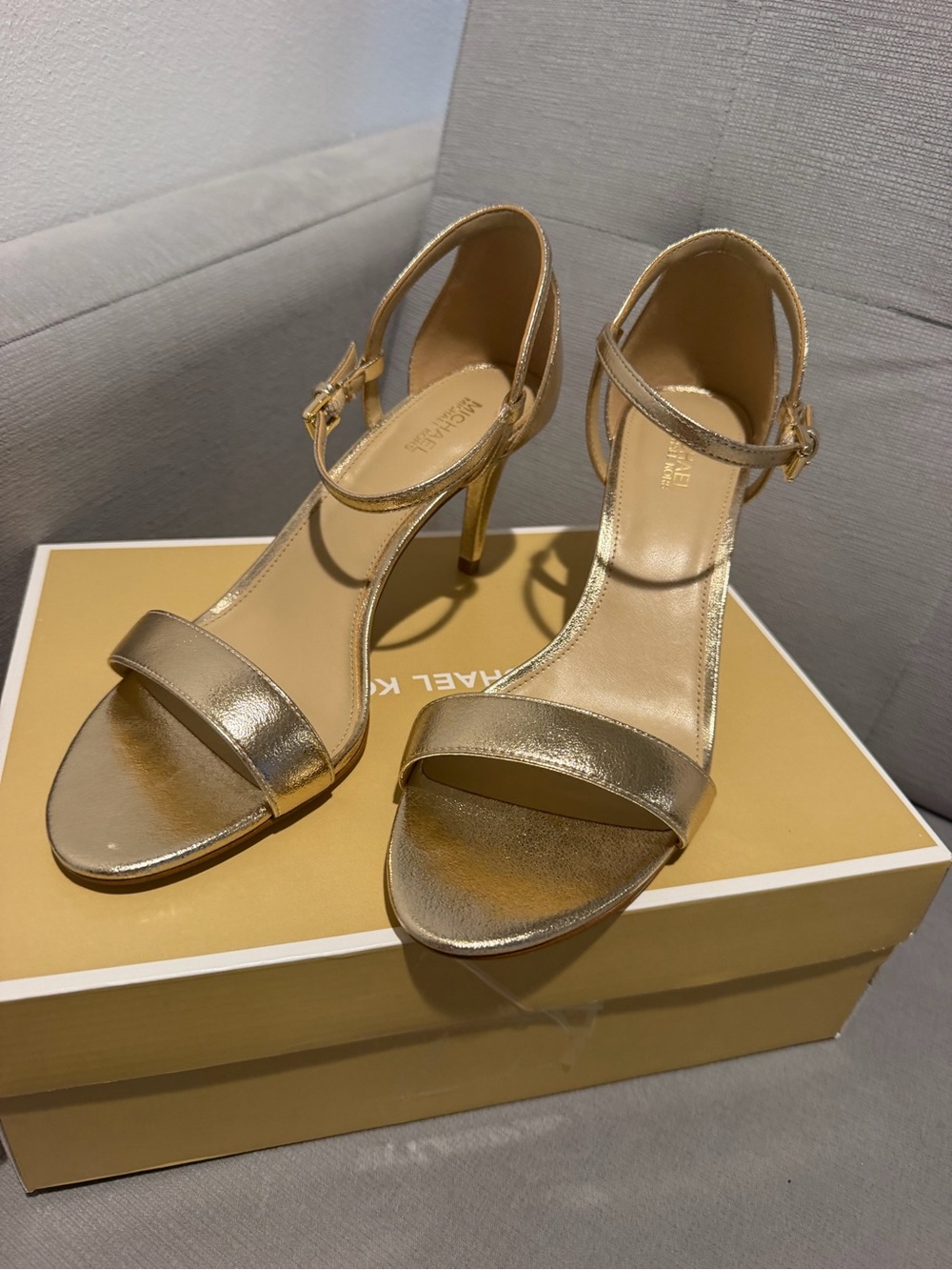 Michael Kors Metallic Gold Ankle-Strap Heels - Picture 4 of 6